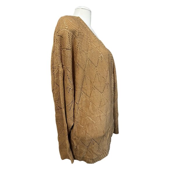BloomChic Open Front Knit Cardigan Sweater w/ Pockets Sz 26 (4XL) Beige - Picture 12 of 13